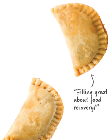 empenadas with text that says filling great about food recovery