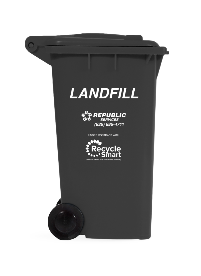 Black landfill bin.