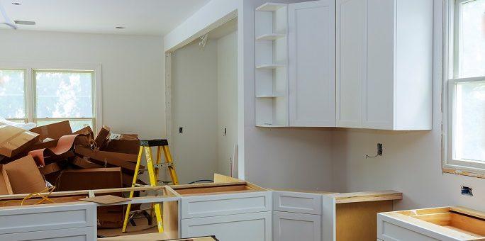 Kitchen under construction in the middle on renovations.