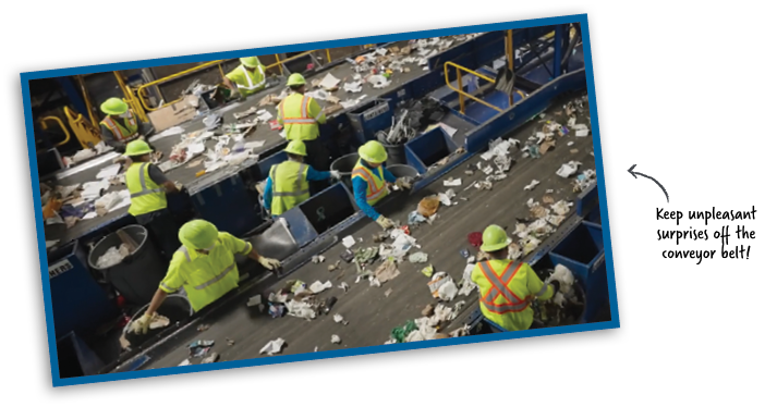 People at our local MDRR facility sort recyclables off of a conveyor.