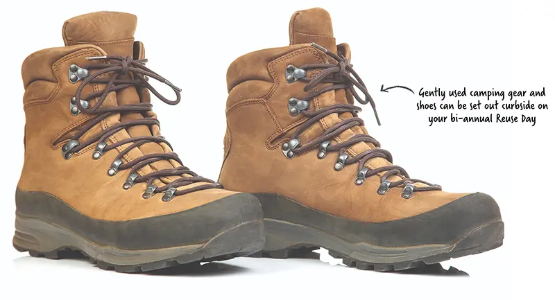 A used but still sturdy-looking pair of hiking boots